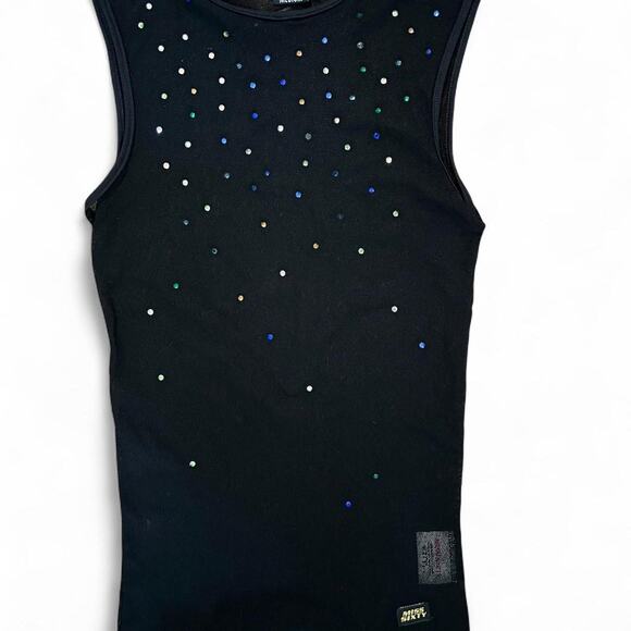 Miss Sixty Y2K Rhinestone Mesh Top – Black – Size M – Made in Italy - Picture 1 of 5
